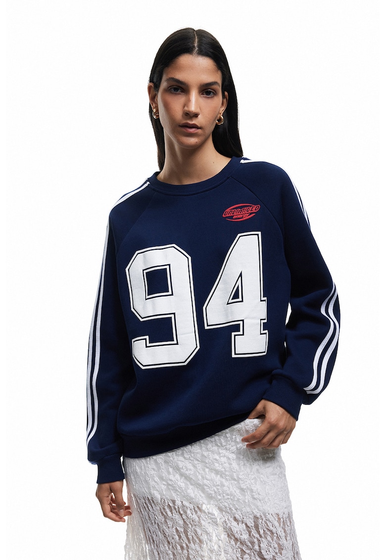 Bluza de trening lejera cu maneci raglan - Rosu/Alb/Bleumarin