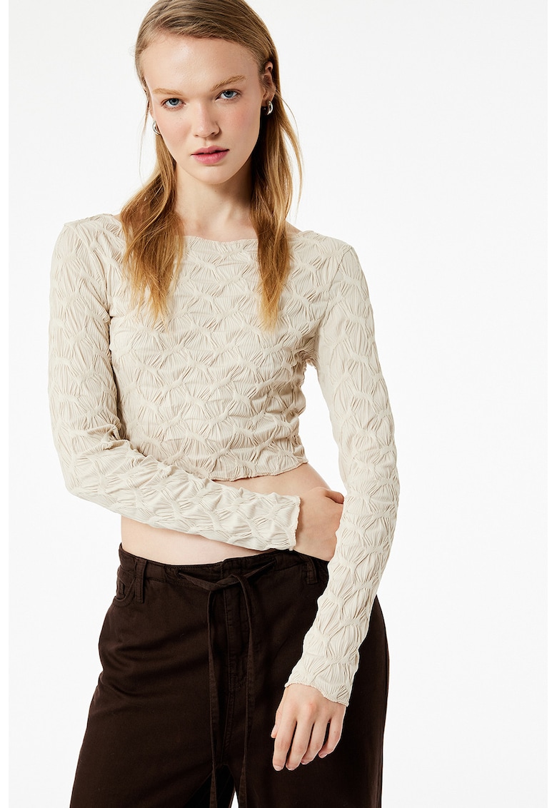 Bluza crop slim fit - Bej
