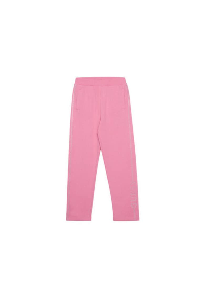 Pantaloni de trening din bumbac cu aplicatie logo din strasuri