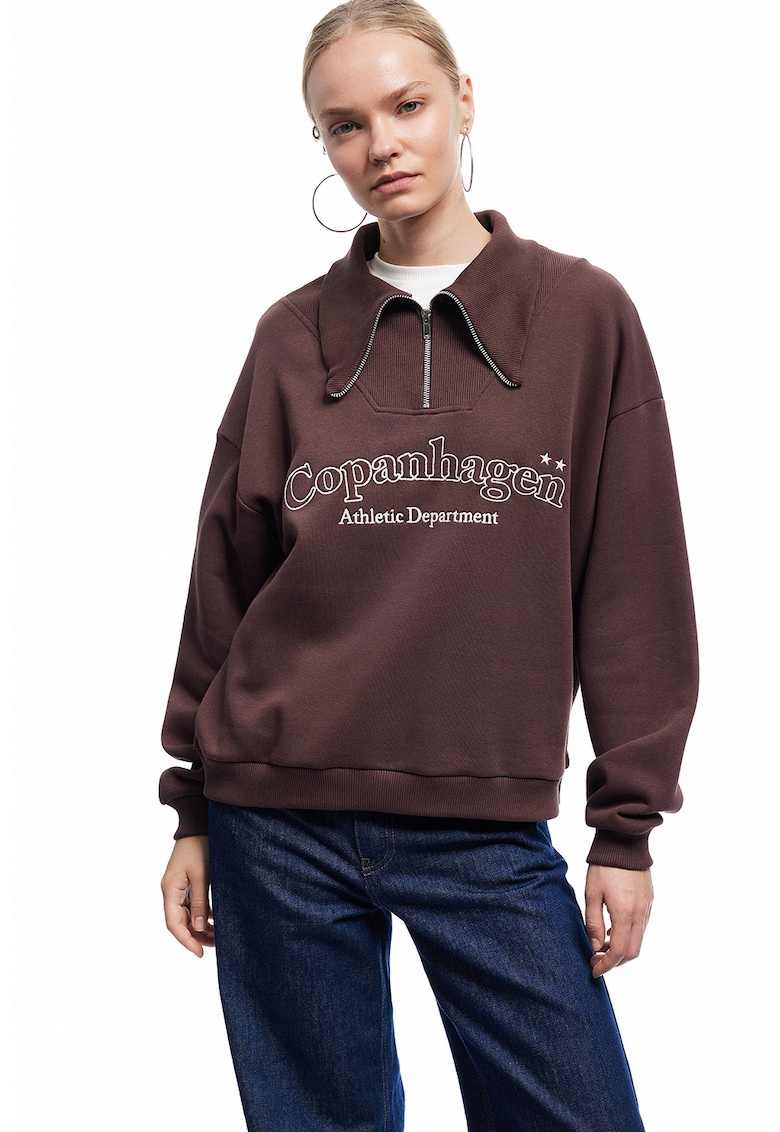 Bluza de trening cu guler inalt - Violet tyrian
