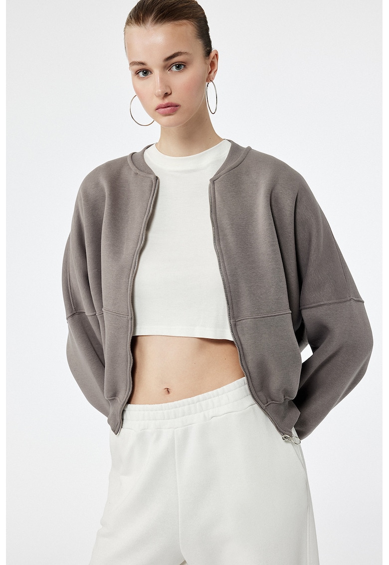 Jacheta bomber cu maneci cazute - Maro taupe deschis