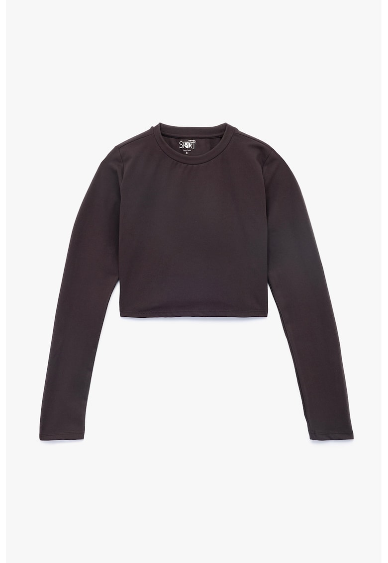 Bluza crop cu decolteu la baza gatului - Violet pruna
