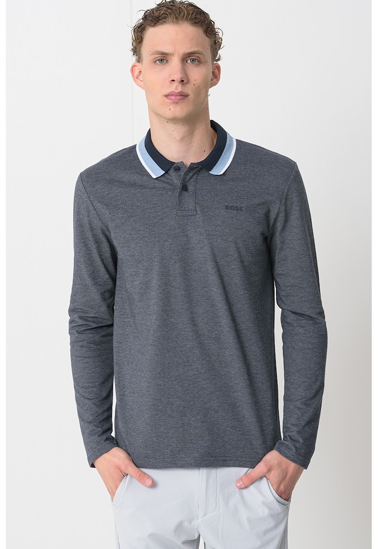 Bluza polo de bumbac - Albastru prafuit