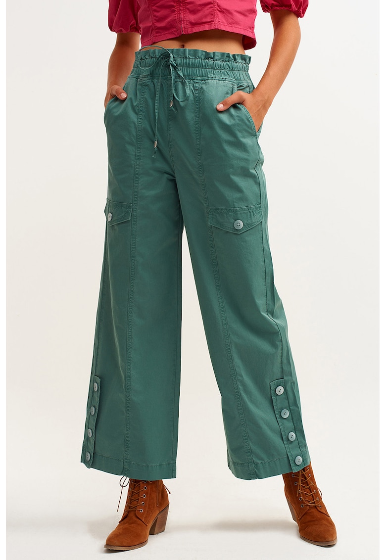 Pantaloni cargo cu croiala dreapta Pambuzbel - Verde persan