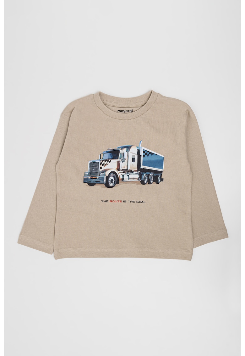 Bluza cu imprimeu grafic - Maro taupe deschis