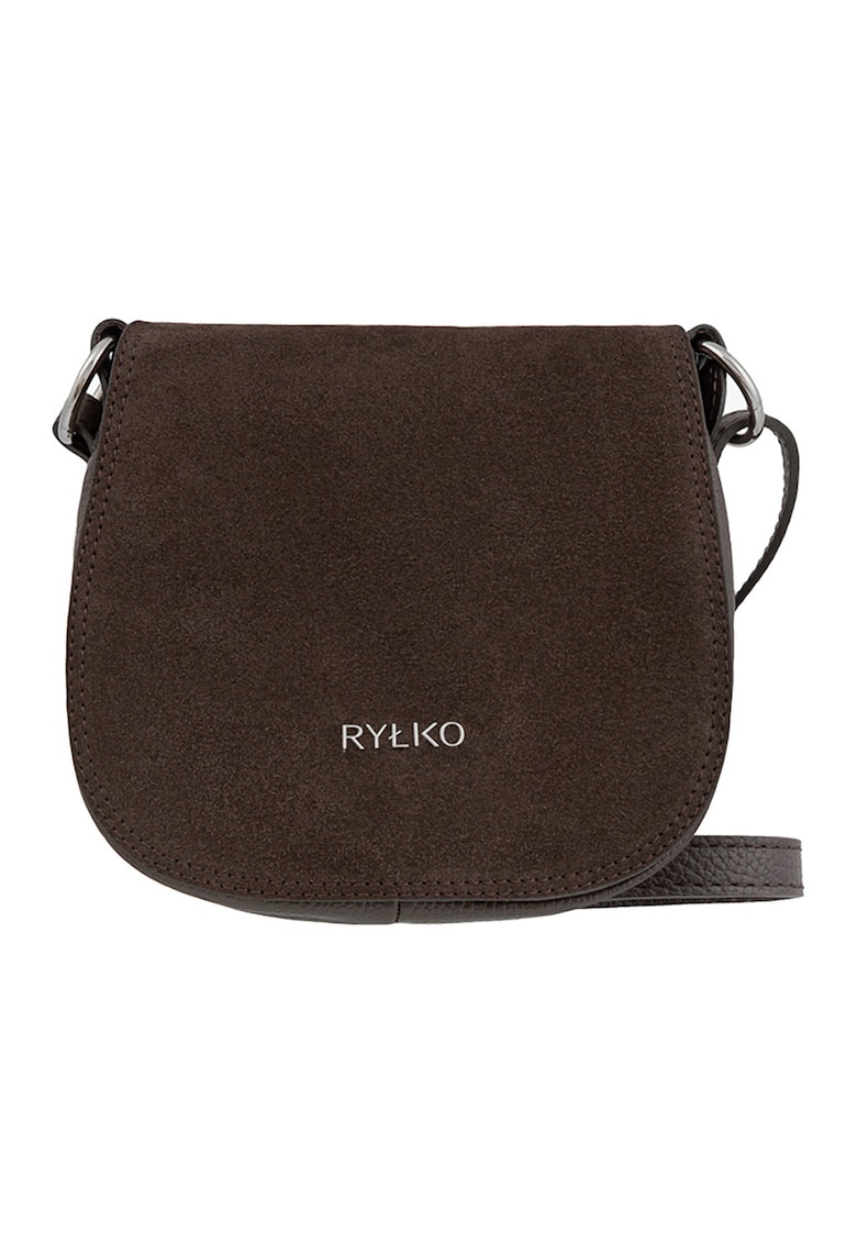Geanta crossbody din piele - Maro inchis/Maro