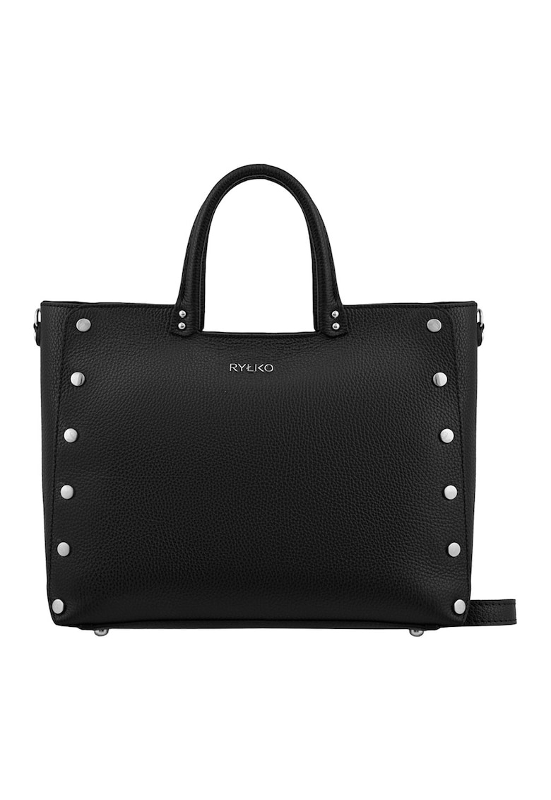 Geanta tote din piele cu nituri - Negru