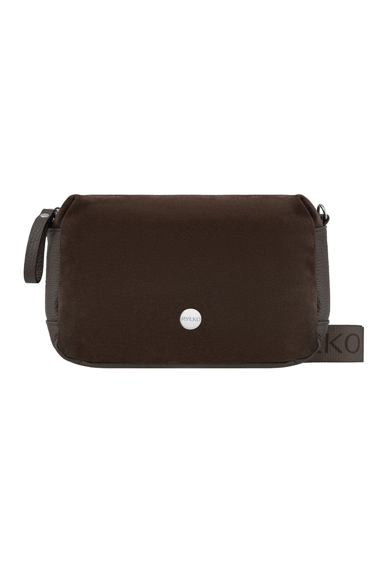 RYLKO - Geanta crossbody din piele si piele intoarsa - Maro inchis