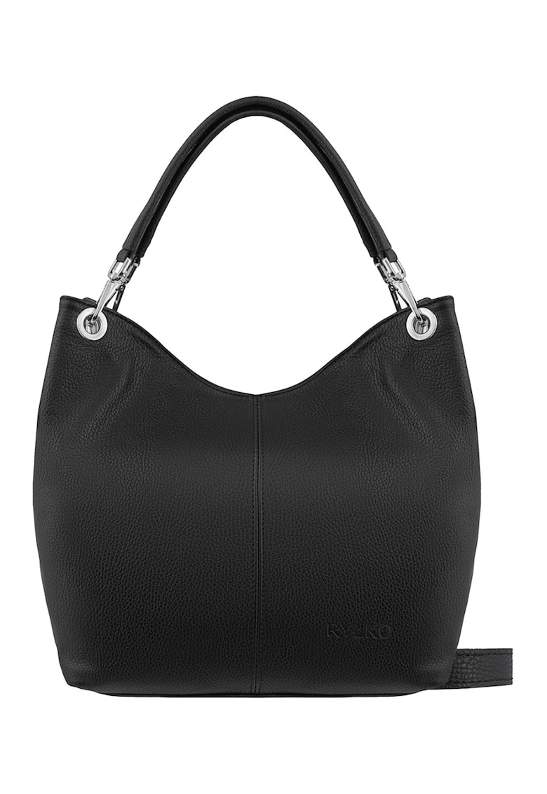 Geanta shopper din piele cu barete detasabile - Negru