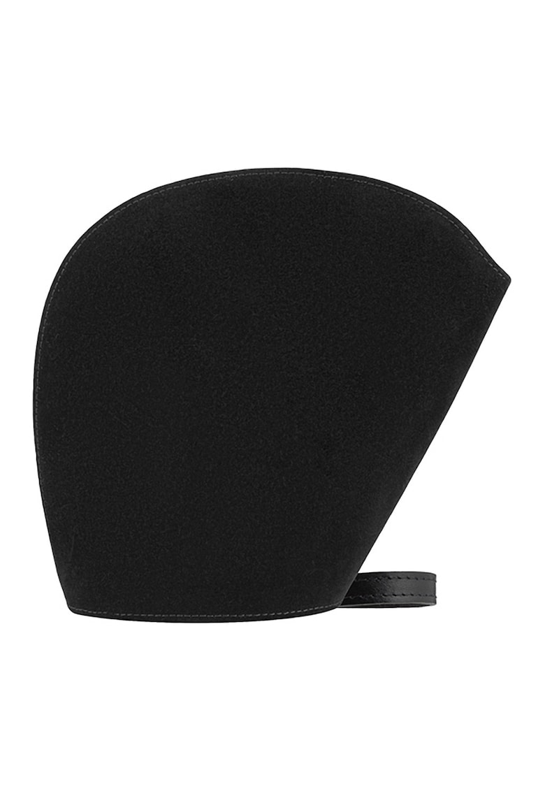 Geanta crossbody asimetrica de piele si piele intoarsa - Negru
