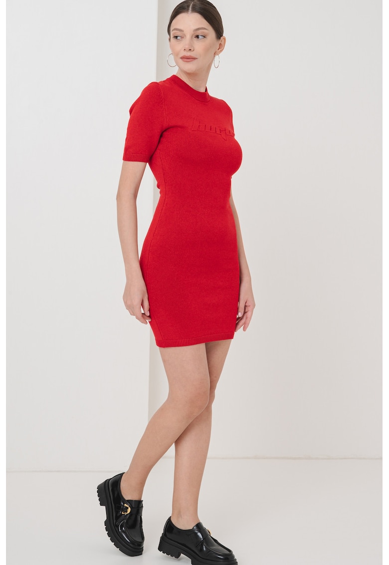 Rochie-tricou mini cambrata - Rosu vermillion