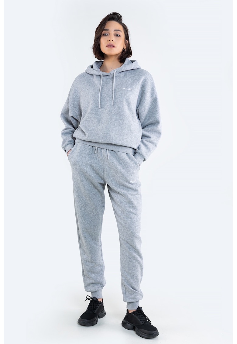 Pantaloni sport cu buzunare oblice - Gri melange