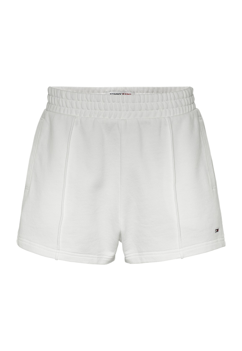 Pantaloni scurti de bumbac organic cu talie elastica - Alb