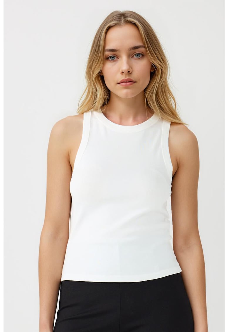 Top slim-fit din amestec de bumbac - Alb