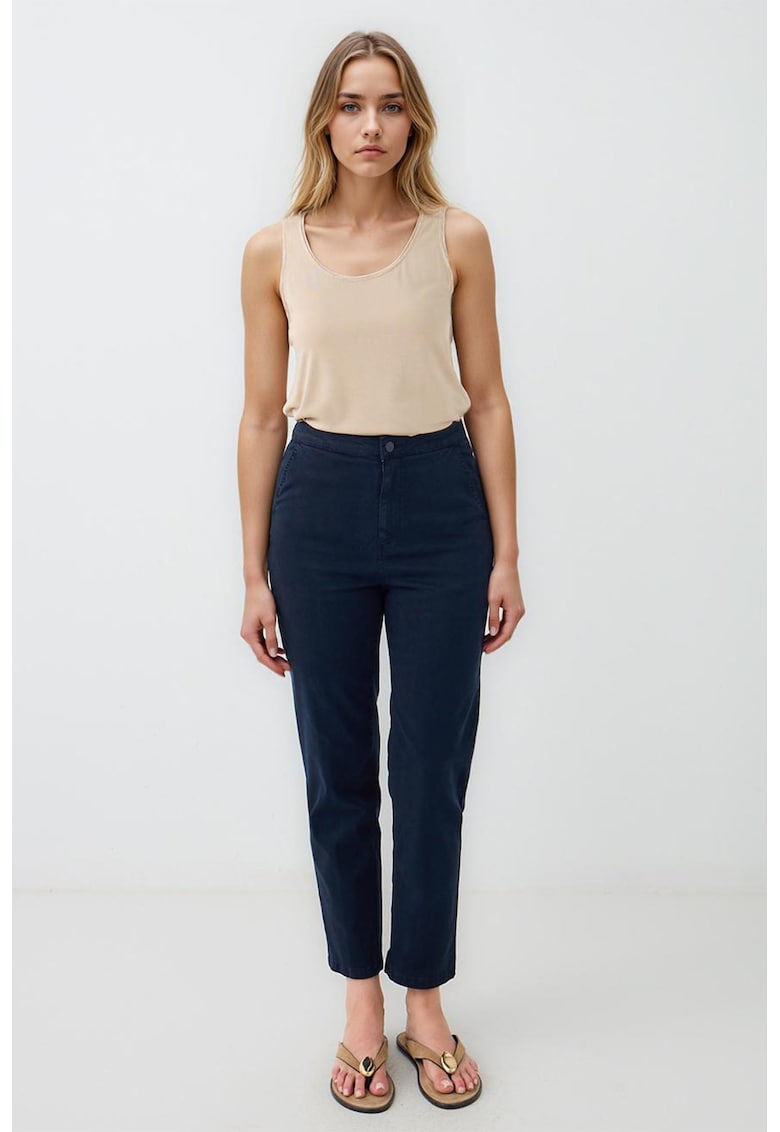 Pantaloni conici cu talie inalta - Bleumarin