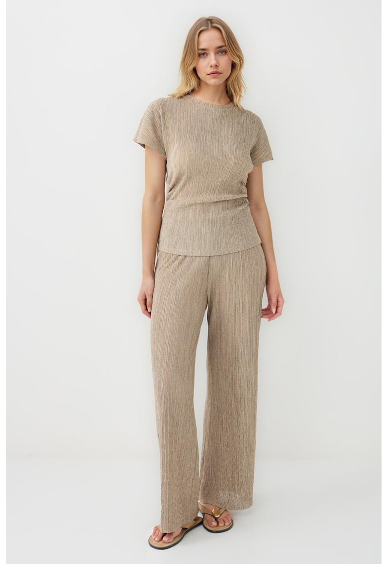 Pantaloni relaxed-fit cu model uni - Bej