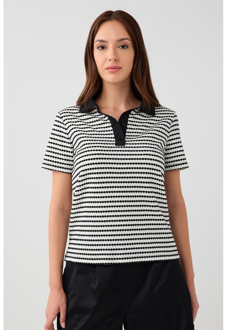 Tricou polo cu dungi - Negru/Alb murdar