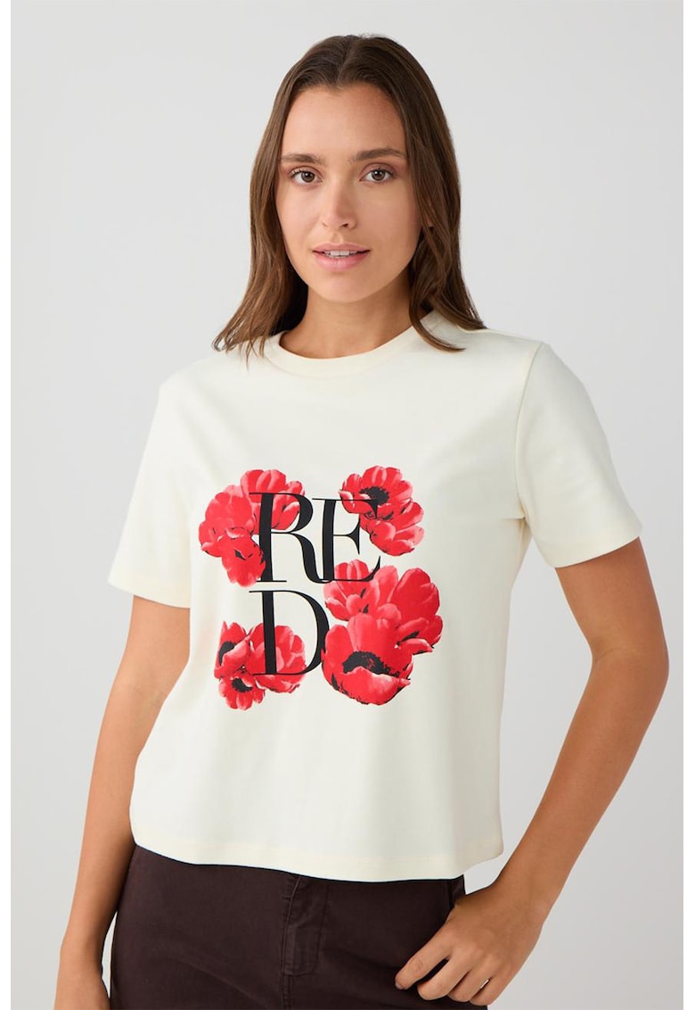 Tricou din bumbac cu imprimeu - Alb murdar