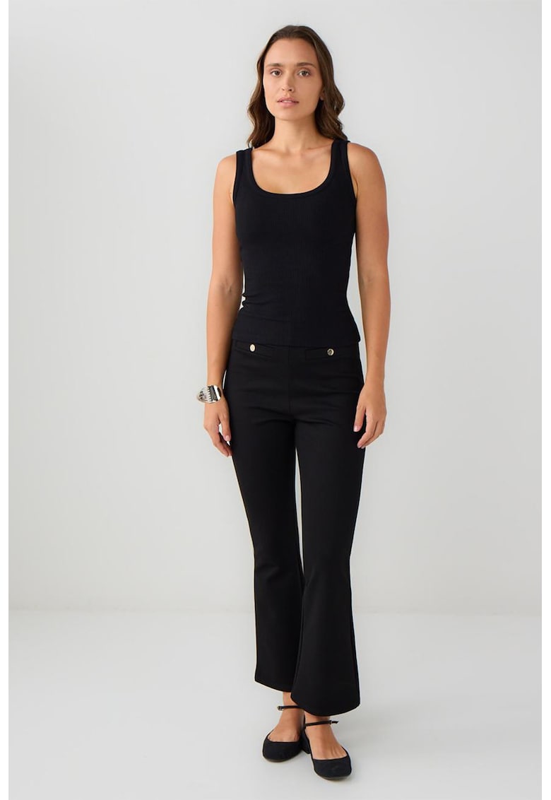Pantaloni evazati cu talie inalta - Negru
