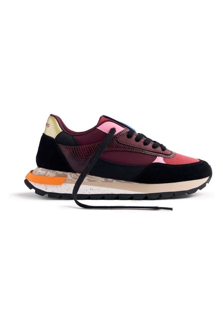 Oferte la Pantofi sport wedge cu garnituri de piele intoarsa - Visiniu