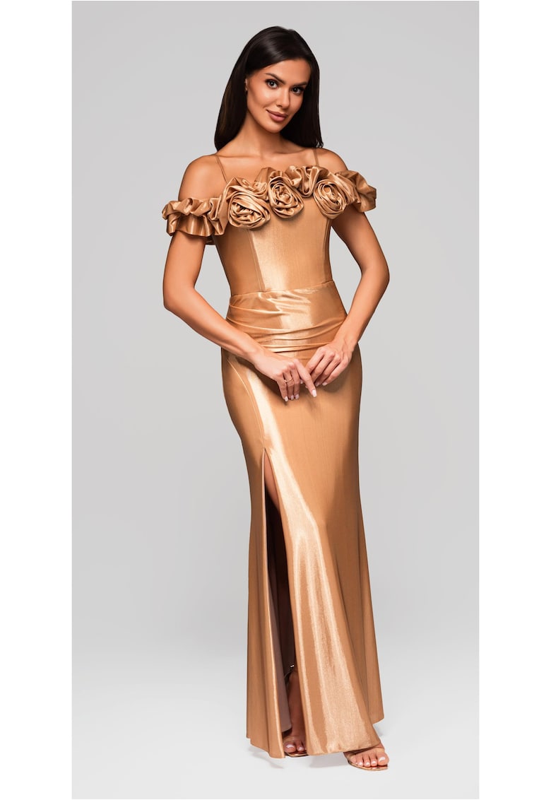 Rochie de seara Maxi  LA-OM-DLR213 - Auriu