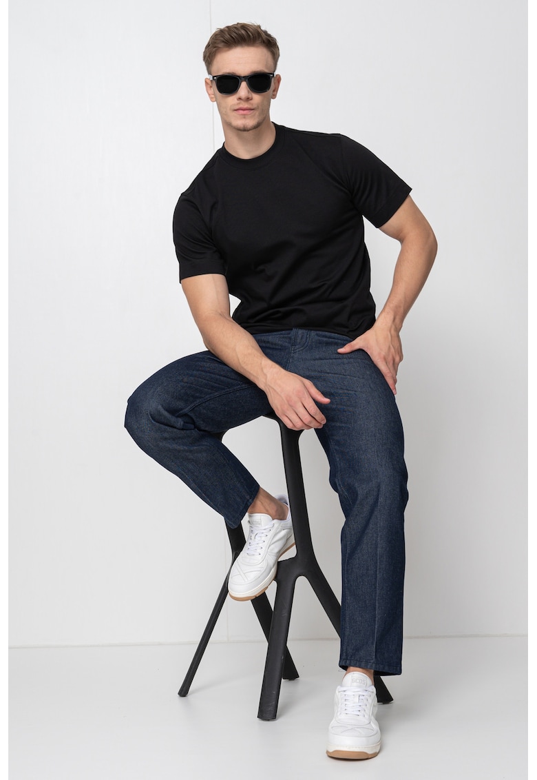 Tricou din bumbac organic cu model uni - Negru