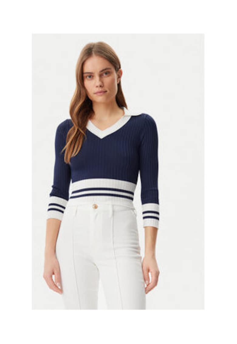 Pulover crop cu maneci medii