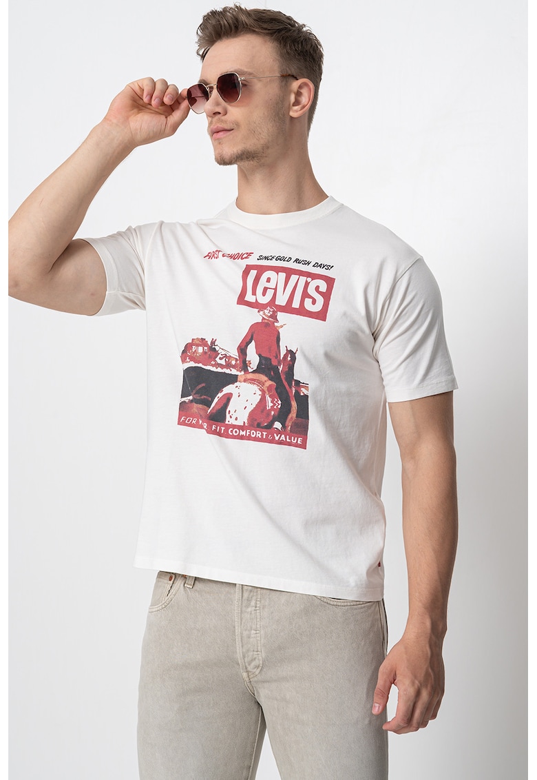 Tricou lejer din bumbac Vintage - Alb fildes