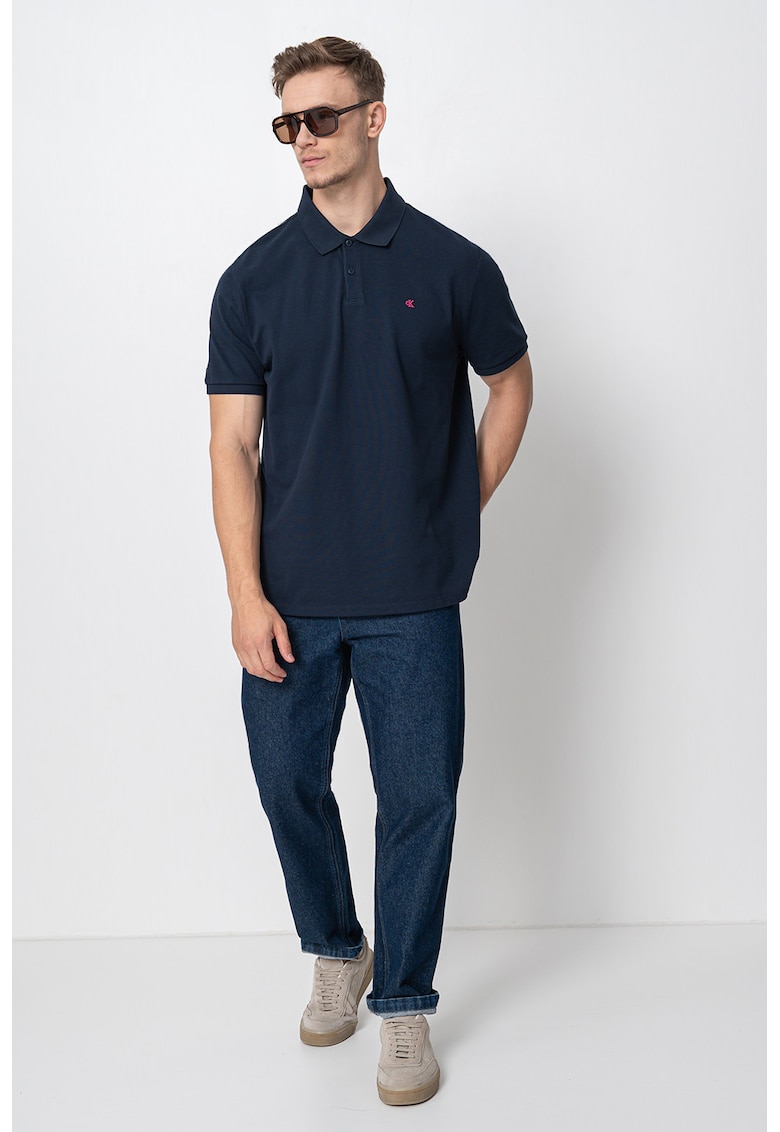 Tricou polo de bumbac pique - Bleumarin