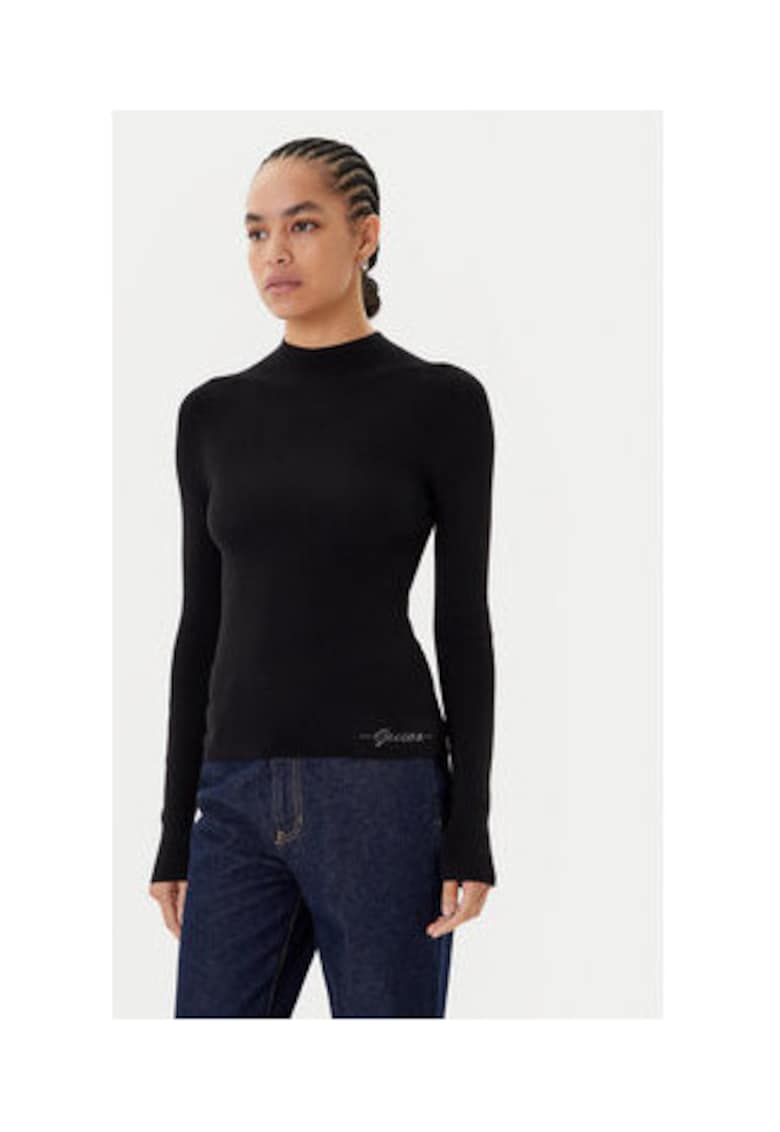 Pulover elastic din amestec de acril cu guler inalt