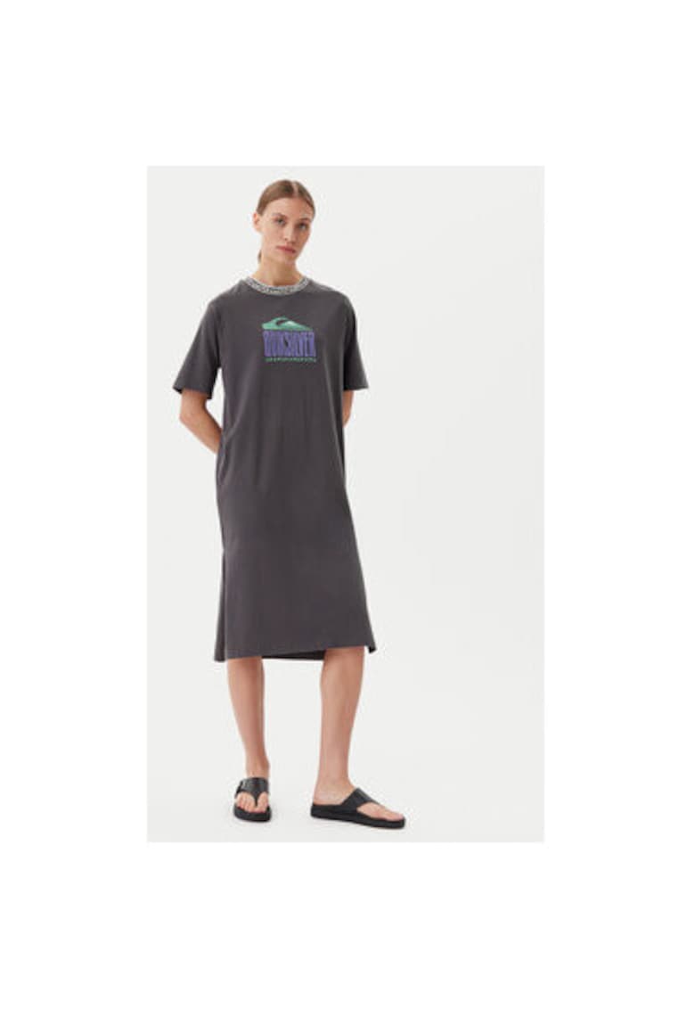 Rochie dama  EQWKD03035 - Bumbac organic - Gri - Gri