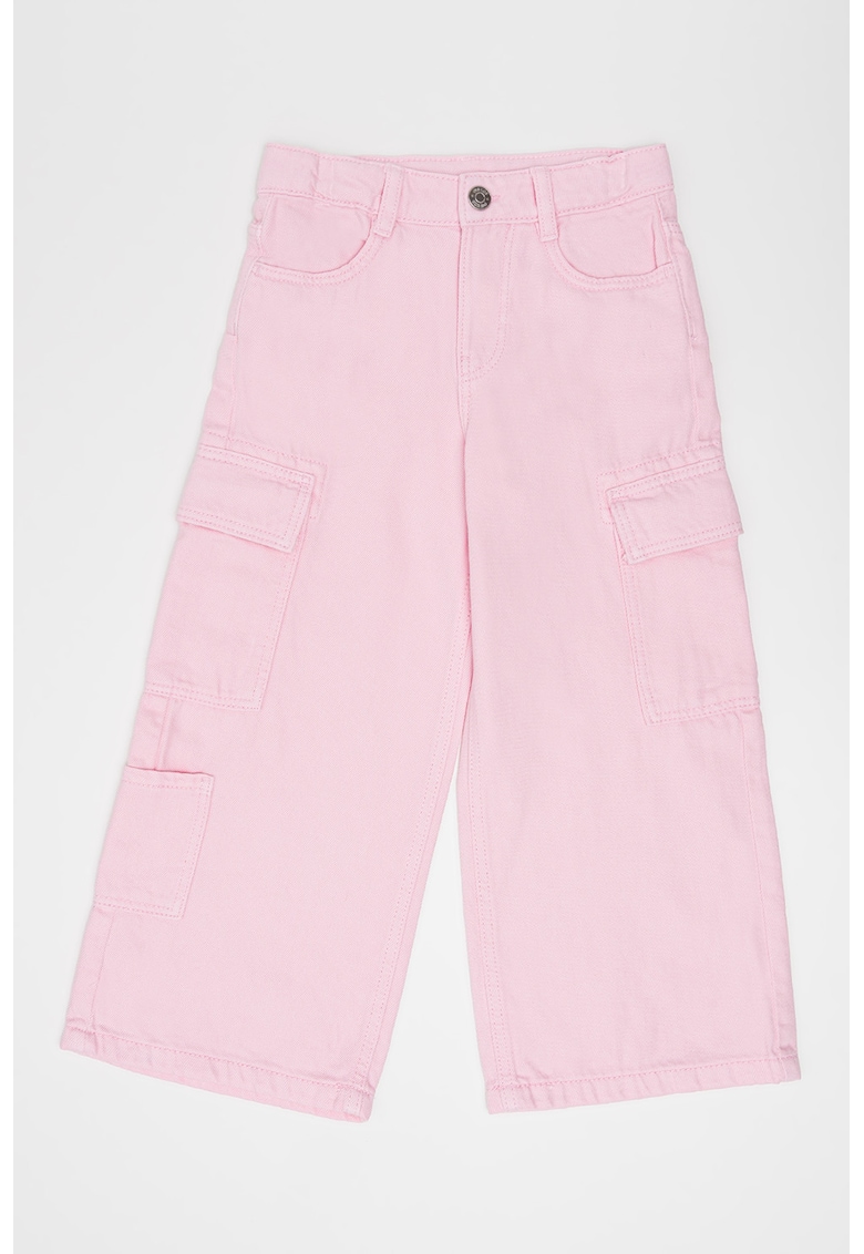 Pantaloni de bumbac cu croiala ampla - Roz deschis