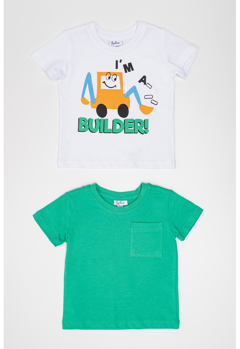 Set de tricouri de bumbac - 2 piese - Alb/Verde