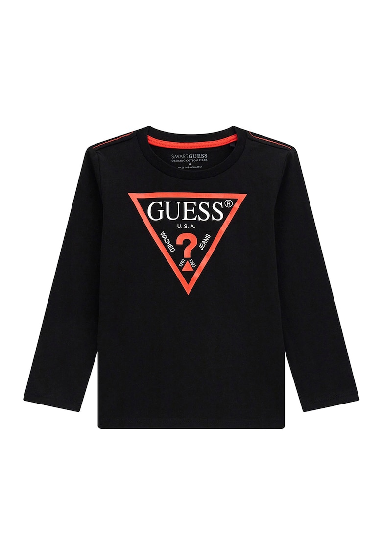 Bluza de bumbac organic cu imprimeu logo - Negru/Coral/Alb optic