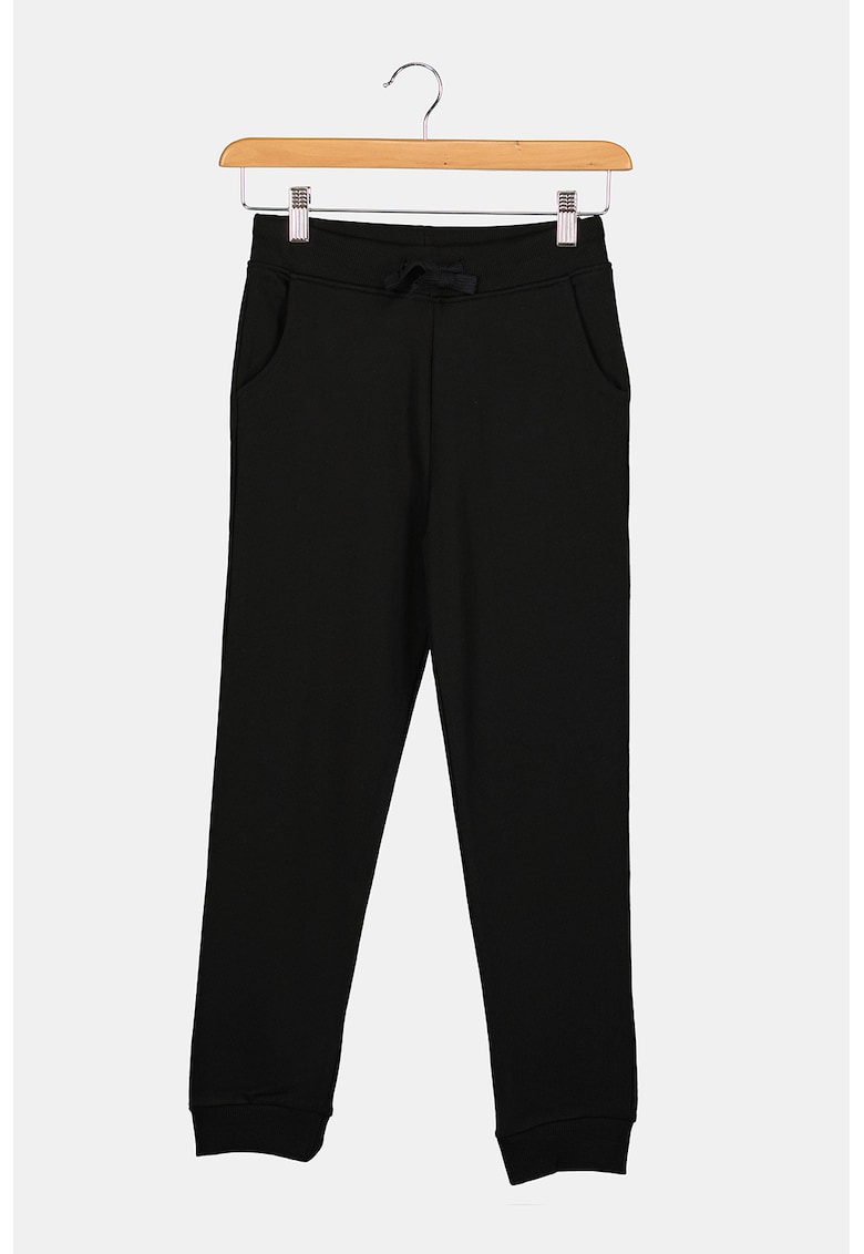 Pantaloni de trening de bumbac talie ajustabila - Negru
