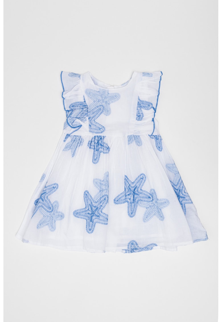 Rochie mini evazata - Alb/Albastru pastel