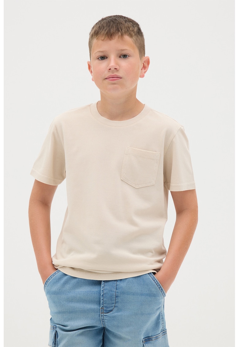 Tricou uni cu buzunar pe piept - Maro camel
