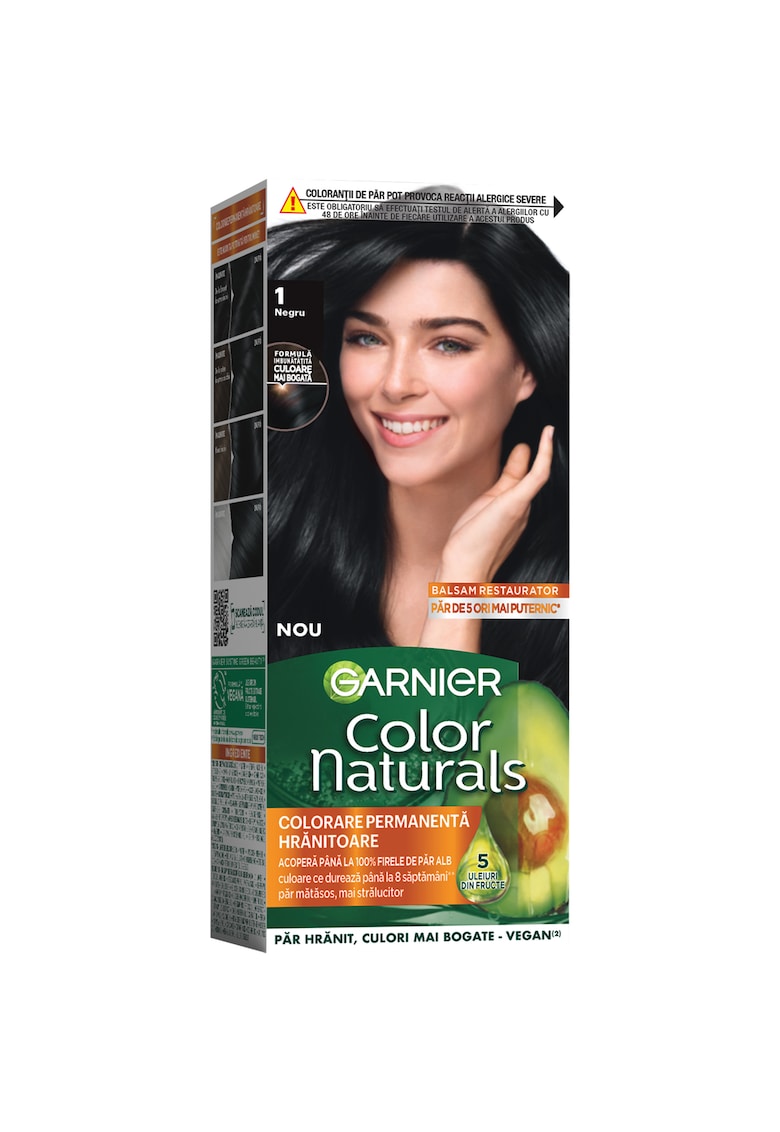 Vopsea de par permanenta cu amoniac  Color Naturals - 110 ml - Negru