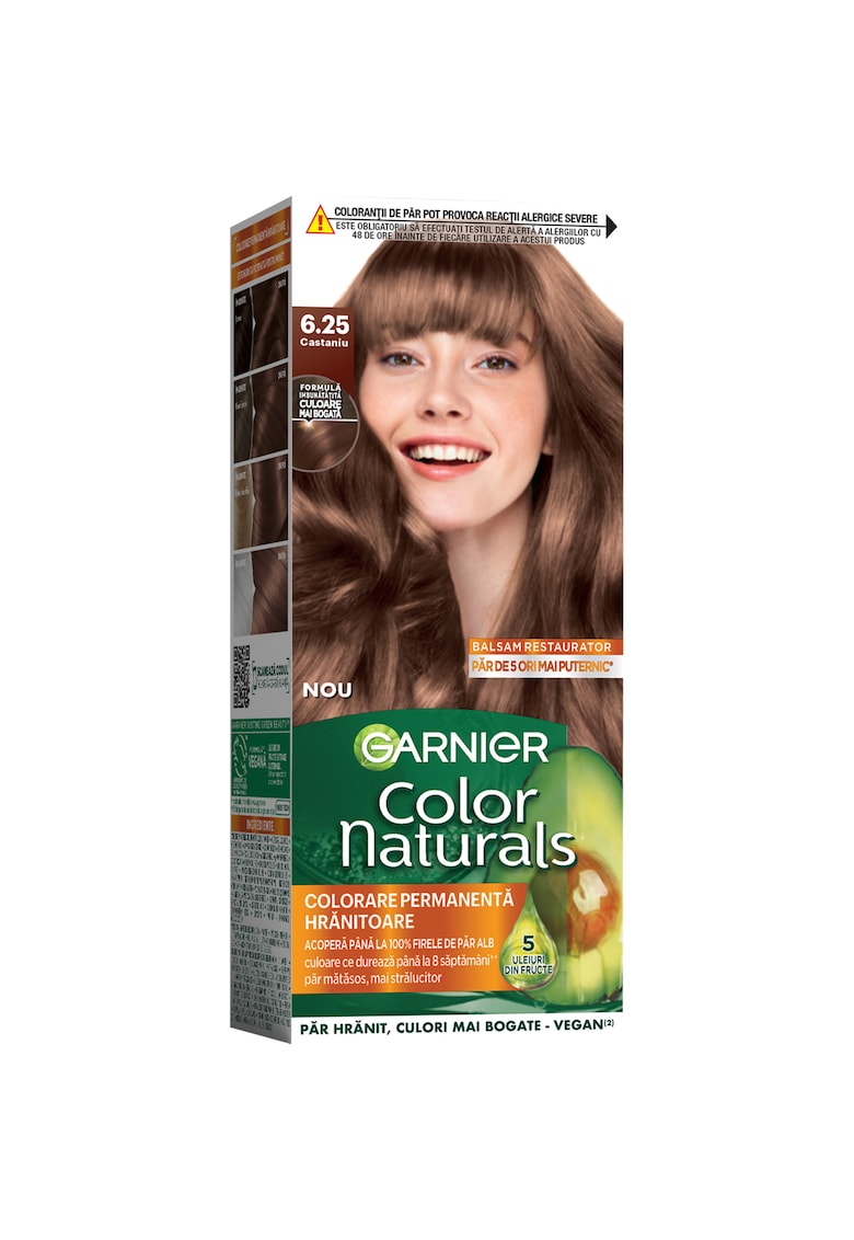 Vopsea de par permanenta cu amoniac  Color Naturals - 110 ml - Castaniu