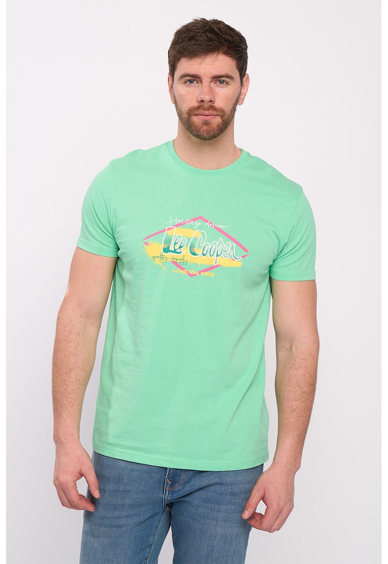 Tricou cu logo pe piept - Galben/Roz/Verde menta