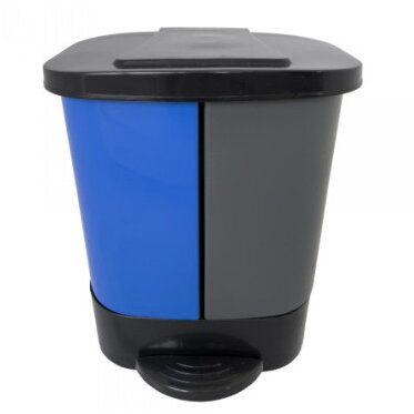 Cos de Gunoi B-036A cu 2 Compartimente 2x20L Negru/Albastru