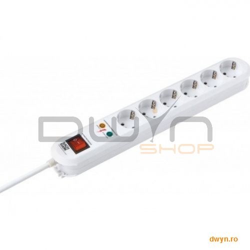 Bachmann SMART, 6 prize schuko, intrerupator, cablu alimentare 1.5 m, cu protectie la supra tensiuni