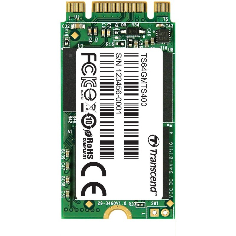 Transcend SSD M.2 2242 SATA 6GB/s, 64GB, MLC (read/write; 450/90MB/s)