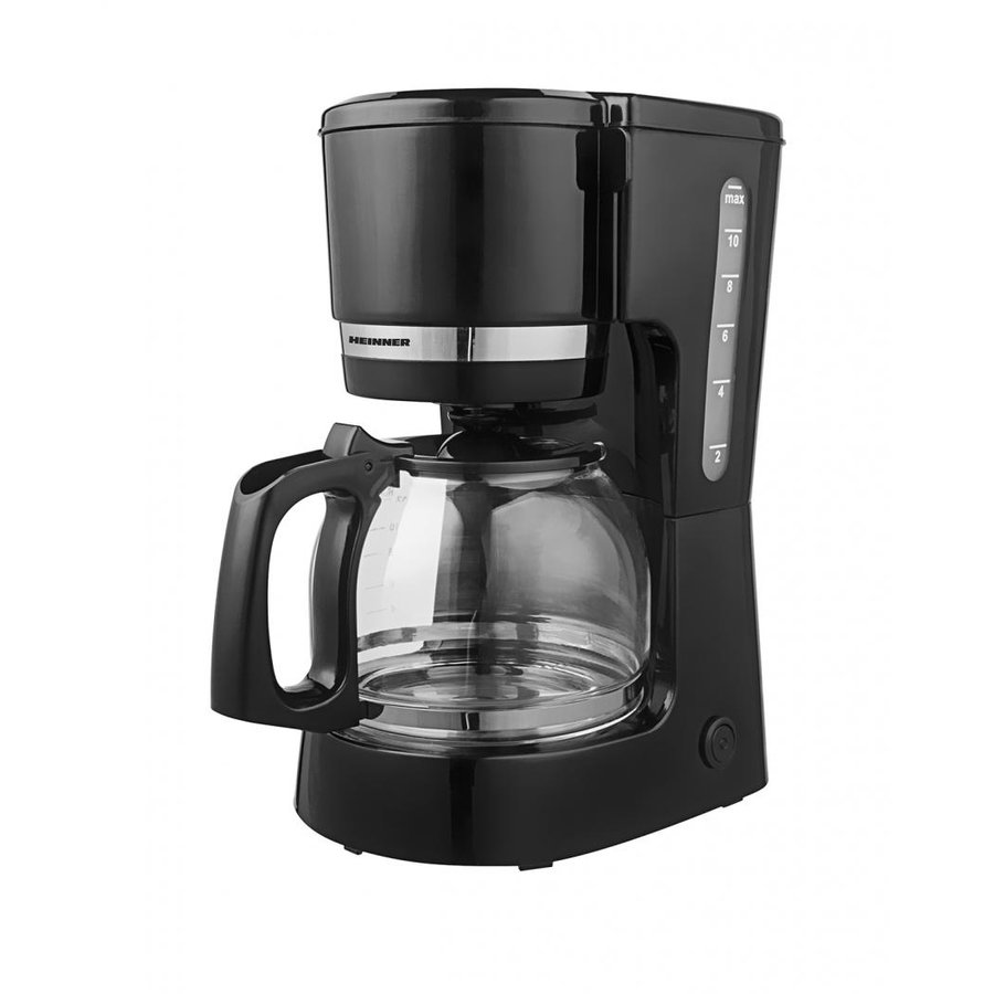 Cafetiera Heinner HCM-800BK, putere 800 W, sistem anti-picurare, functie mentinere cald, Filtru lavabil detasabil, suport filtru detasabil, pprire automata dupa 40min, indicator nivel apa, capacitate rezervor 1.5 L, negru
