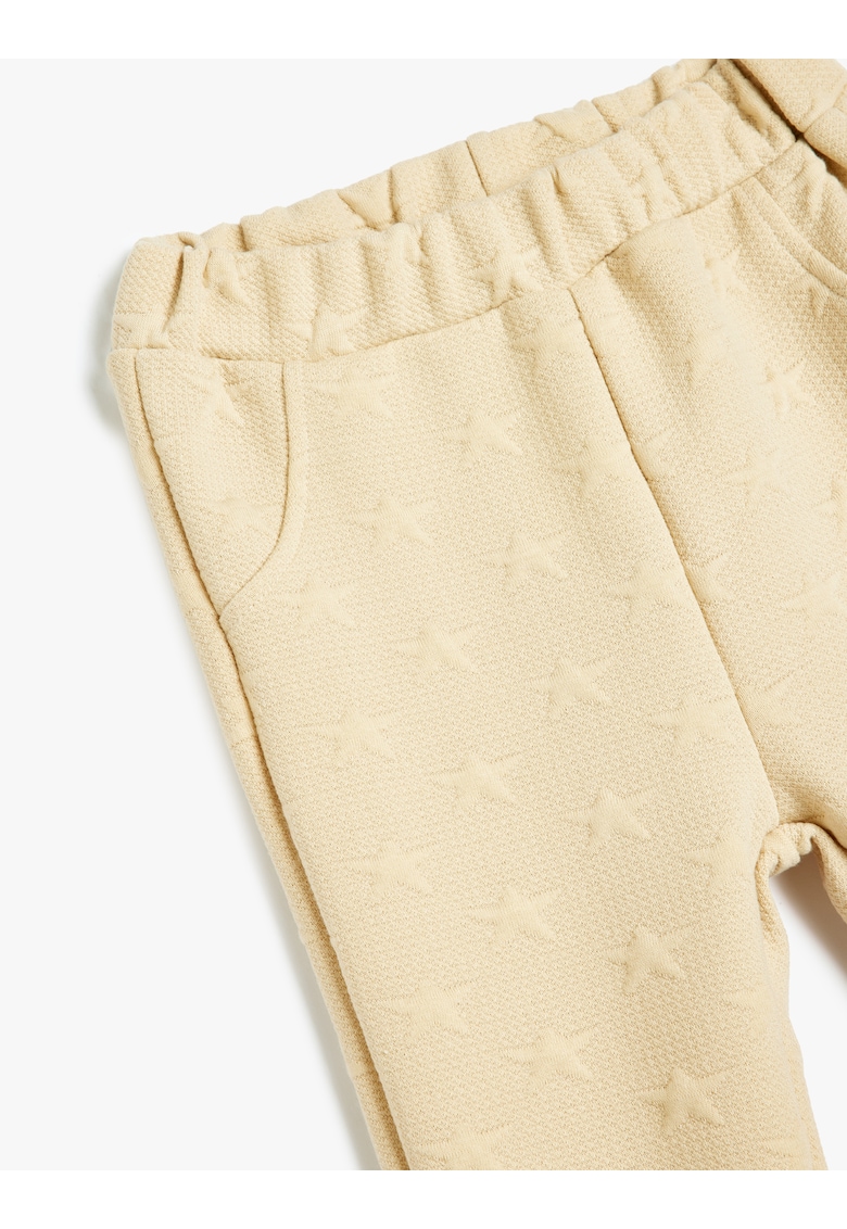 Pantaloni lungi cu stele brodate - Bej