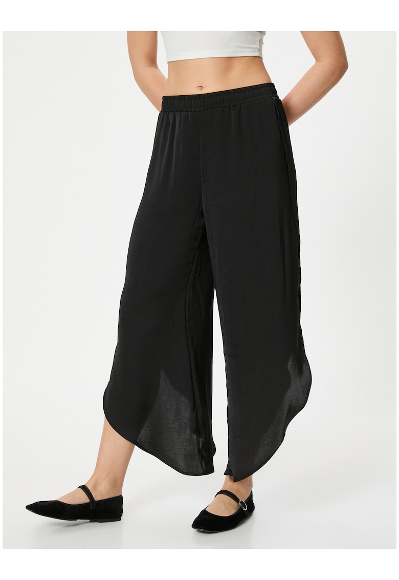 Pantaloni relaxed fit asimetrici - Negru