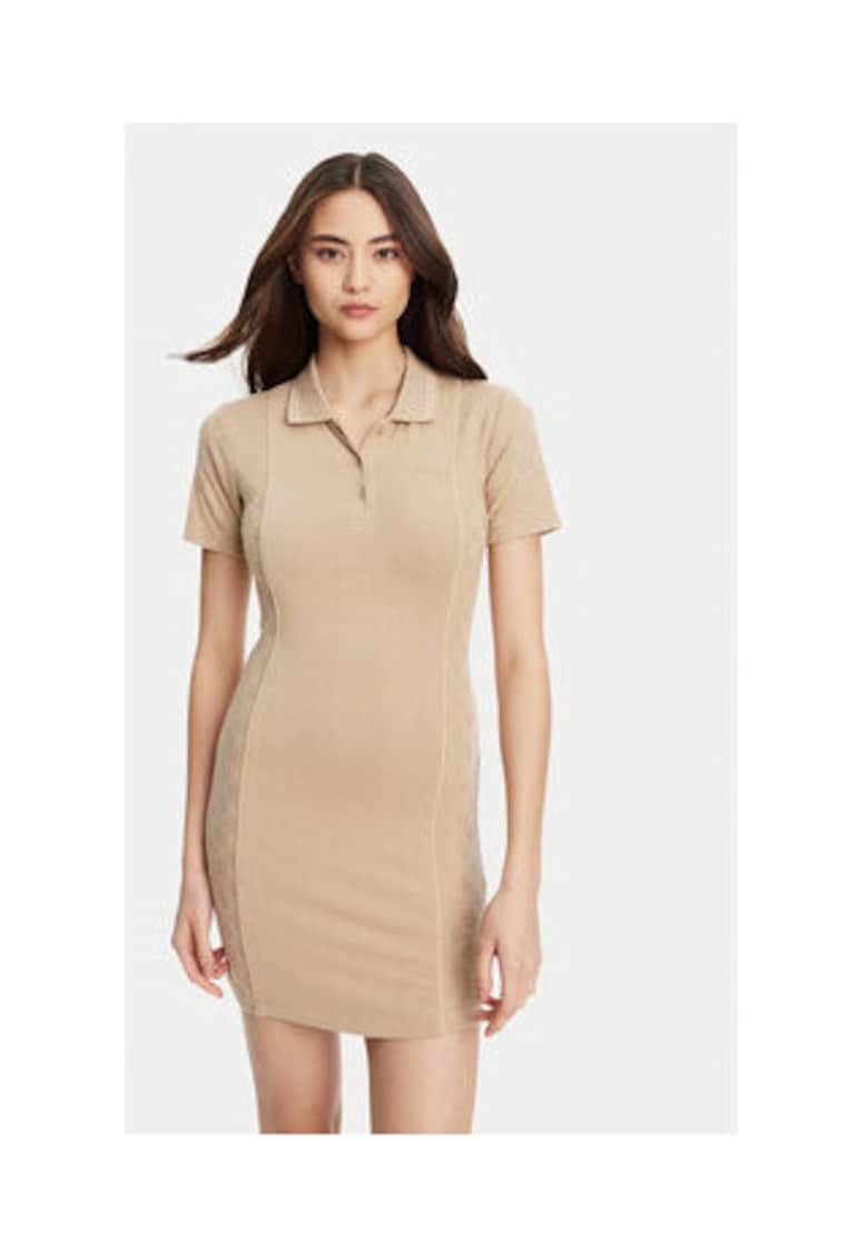 Rochie tricotata din amestec de viscoza cu guler polo