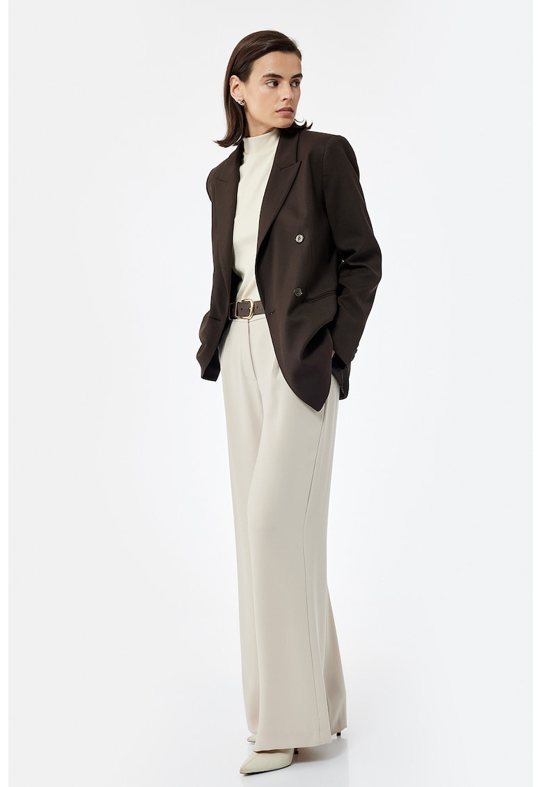 Pantaloni cu croiala ampla si talie medie - Maro taupe deschis