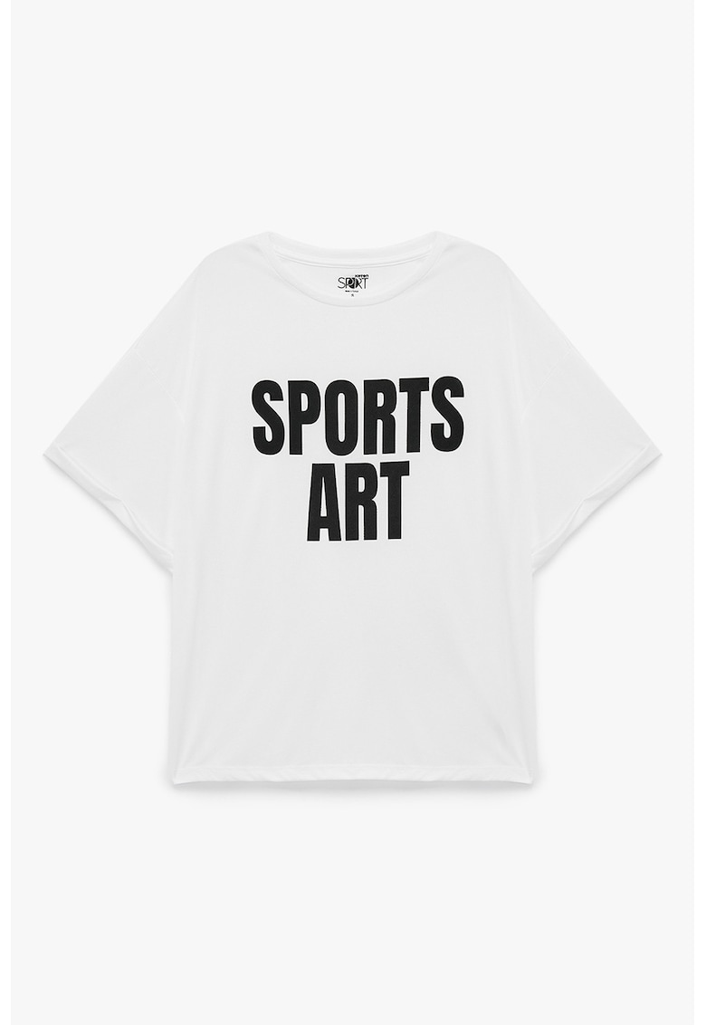 Tricou cu imprimeu text - Negru/Alb optic