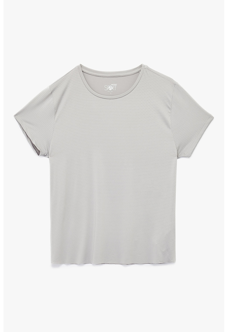 Tricou uni cu croiala lejera - Gri deschis